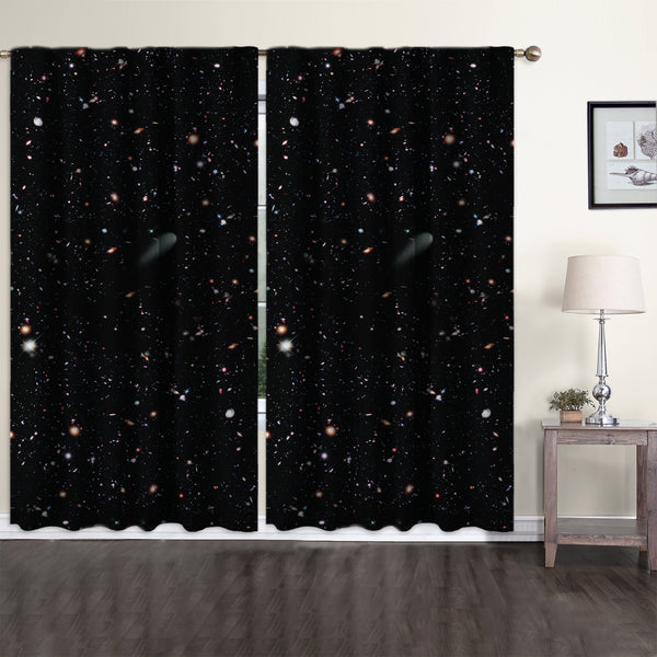 Modern Kids Room Space-XVI Curtain Set of 2 Panels Hanging Back Tap & Rod Pocket Room Darkening Blackout Thermal Insulated Noise-Reducing