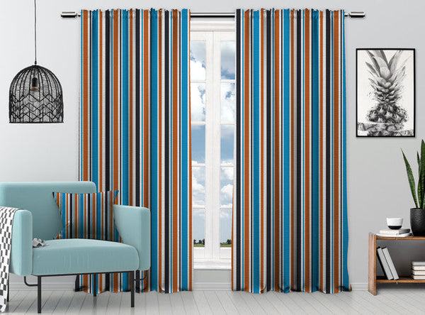 Multicolor Mexican Serape Stripes 3D Vertical Lines Latino Illustration Digital Printed Curtain Hanging Rod Pocket and Back Tap Decorative Fabric-0017