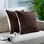 Solid Mix & Match Cushion Cover with 2 Color Combination Pillowcase with Invisible Zipper Set of 2 Pieces for Home Décor Pillowcase - Cream-Dark Brown