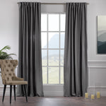 Solid Linen Look Curtains Drapes Home Decorative Set of 2 Panels Linen Window Curtains Hanging Back Tap & Rod Pocket Bedroom Office - Light Grey