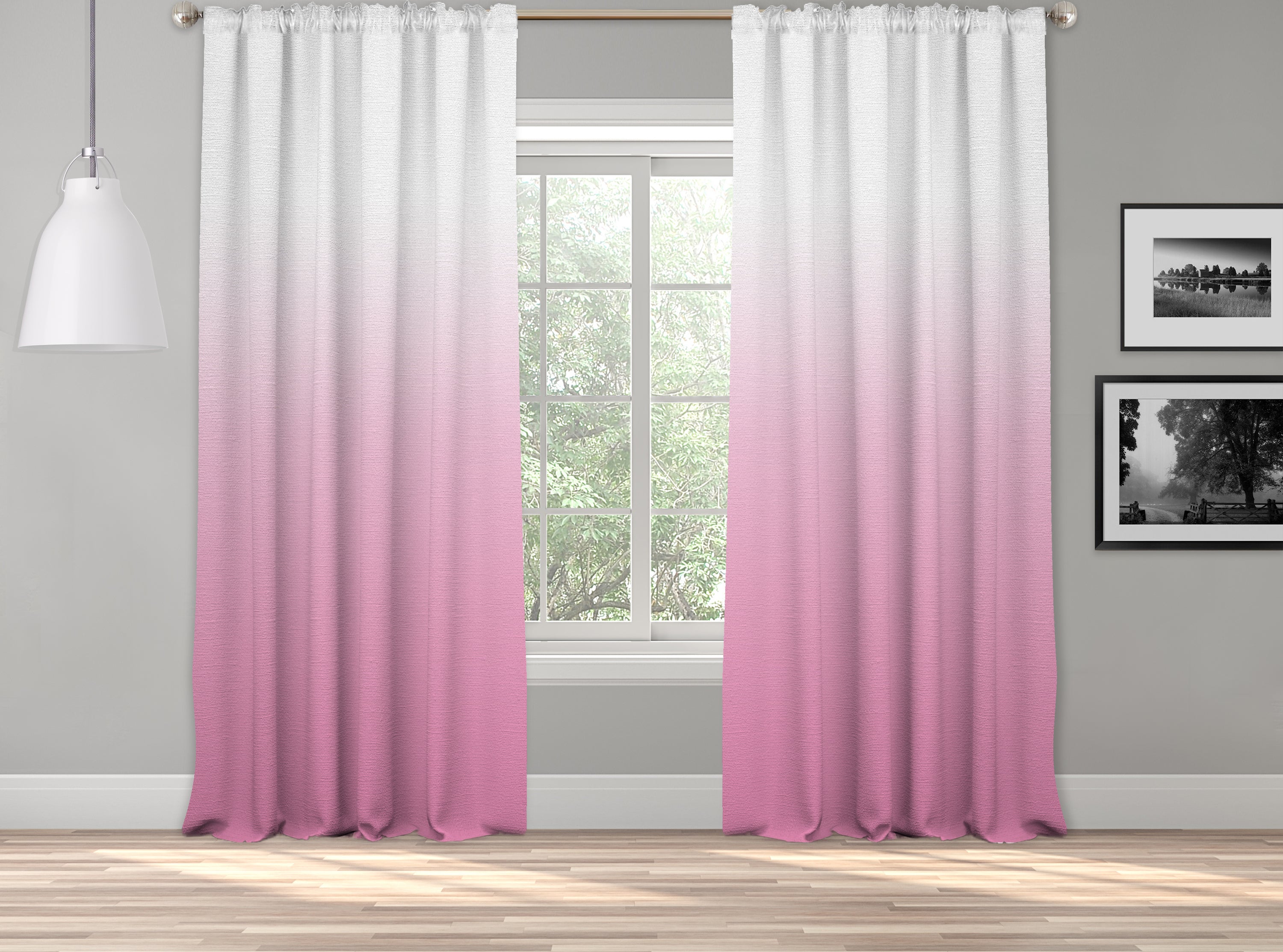 Ombre Grant Window Curtains Dip Dye Set Of 2 Panels Hanging Rod Poc Beshomedesign
