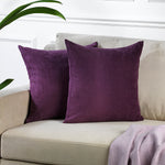 Solid Color Cushion Cover Velvet Look Pillow Case with Invisible Zipper Set of 2 Pieces for Chair Couch & Livingroom Décor Pillowcase - Purple