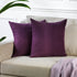 Solid Color Cushion Cover Velvet Look Pillow Case with Invisible Zipper Set of 2 Pieces for Chair Couch & Livingroom Décor Pillowcase - Purple