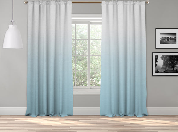 OMBRE Gradient Window Curtains Dip Dye set of 2 Panels Hanging Rod Pocket Luxury for Bedroom Multicolor Horizontal Shades Tone Curtain (Baby Blue)