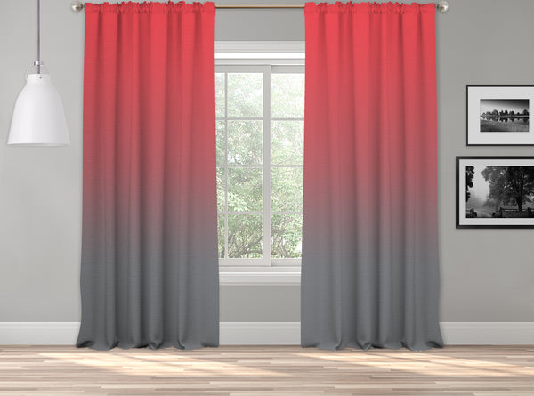 OMBRE Gradient Window Curtains Dip Dye set of 2 Panels Hanging Rod Pocket Luxury for Bedroom Multicolor Horizontal Shades Tone Curtain (Grey-Pink)