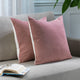 Solid Mix & Match Cushion Cover with 2 Color Combination Pillowcase with Invisible Zipper Set of 2 Pieces for Home Décor Pillowcase - Cream-Rose Pink
