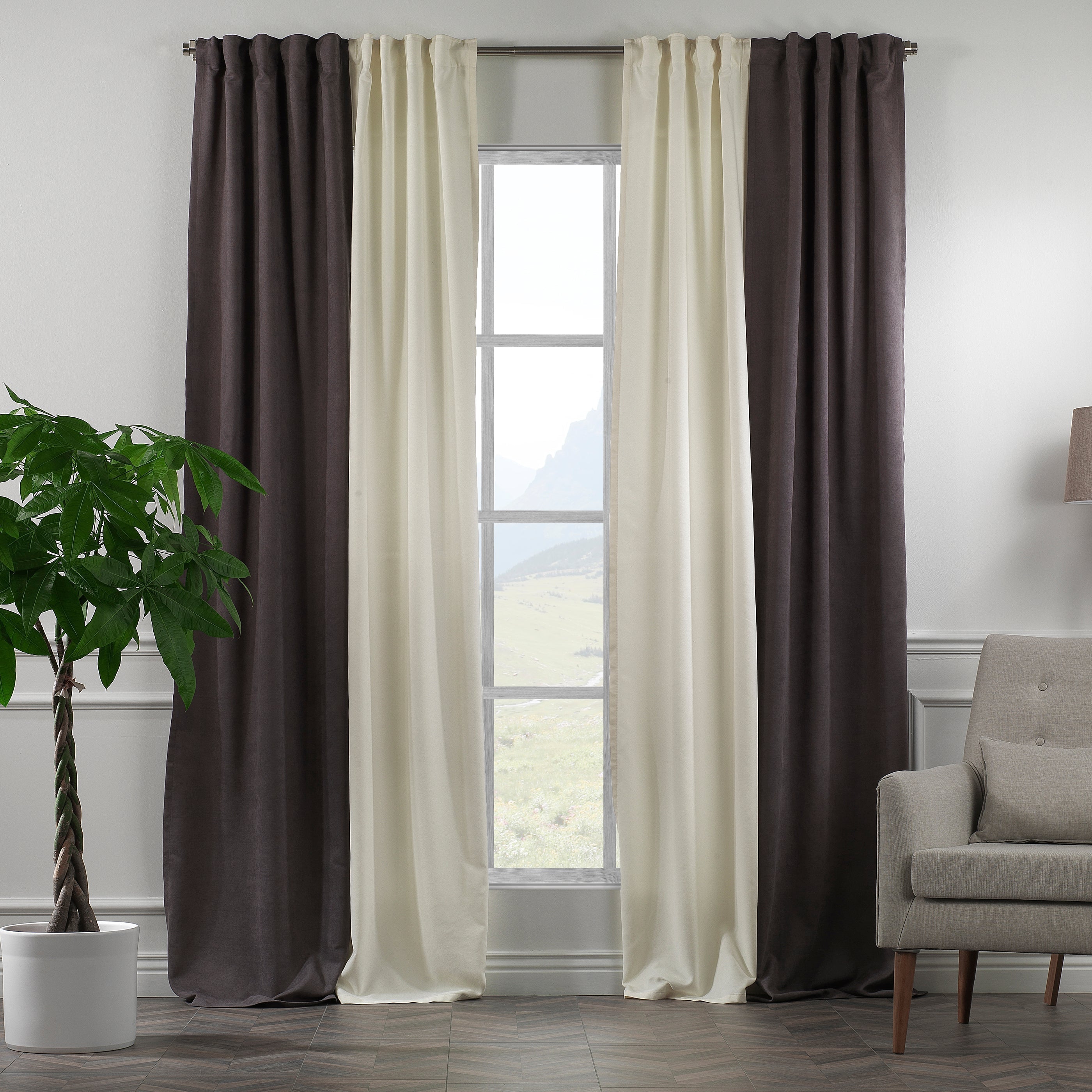 Solid Combined Mix And Match 4 Panels Curtains With 2 Color Combinatio Beshomedesign