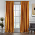 Solid Color Curtains Home Decorative Set of 2 Panels Velvet Look Hanging Rod Pocket Bedroom Office Windows Home Decoration - Mustard Yellow