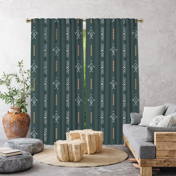 BOHO Home Decorative Curtains Design 2 Panels Velvet Look Hanging Back Tap and Rod Pocket Luxury Window Treatments Home Decoration 37(Pine Duck Green)