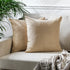 Solid Color Cushion Cover Velvet Look Pillow Case with Invisible Zipper Set of 2 Pieces for Chair Couch & Livingroom Décor Pillowcase - Beige