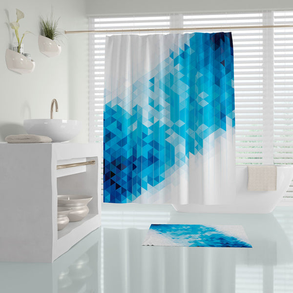 Squares Shower Curtain Single Panel for Bathroom, Unique and Stylish Heavy Duty Waterproof with 12 Grommets and Hooks, 72 X 72 Inches