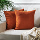 Solid Color Cushion Cover Velvet Look Pillow Case with Invisible Zipper Set of 2 Pieces for Chair Couch & Livingroom Décor Pillowcase - Burnt Orange