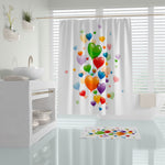 Hearts Shower Curtain Single Panel for Bathroom, Unique and Stylish Heavy Duty Waterproof with 12 Grommets and Hooks, 72 X 72 Inches