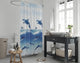 Dolphin Shower Shower Curtain Single Panel for Bathroom, Unique and Stylish Heavy Duty Waterproof with 12 Grommets and Hooks, 72 X 72 Inches