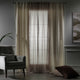 Mix and Match 4 Panels Curtains 2 solid Decorative Linen Look 2 Sheer Linen look Curtains Hanging Rod Pocket Luxury Home Deco - Cream-Beige