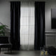 Mix and Match 4 Panels Curtains 2 solid Decorative Linen Look 2 Sheer Linen look Curtains Hanging Rod Pocket Luxury Home Deco - Anthracite-Ecru