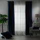 Mix and Match 4 Panels Curtains 2 solid Decorative Linen Look 2 Sheer Linen look Curtains Hanging Rod Pocket Luxury Home Deco - Navy Blue-Ecru