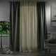 Solid Combined Mix and Match 4 Panels Curtains with 2 Color Combination Velvet Look Rod Pocket Windows Luxury Home Decoration - Cream-Leaf Green