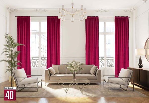 EXTRA LONG Velvet Curtains Luxury Colors Insulated Light Blocking Hang Back Tab and Rod Pocket 1 Panel Privacy Curtain Home Décor (Fuchsia)