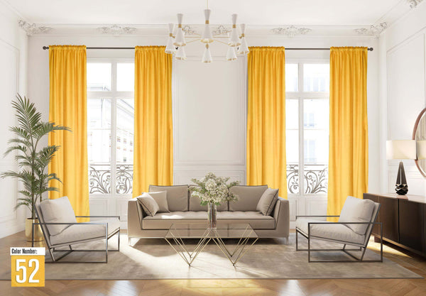 EXTRA LONG Velvet Curtains Luxury Colors Insulated Light Blocking Hang Back Tab and Rod Pocket 1 Panel Privacy Curtain Home Décor (Yellow)