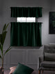 Solid Linen Look Curtains Drapes  Kitchen Valance Set of 3 Hanging Rod Pocket Décor Luxury kitchen Window Treatments (Duck Green-50"x14"Valance)