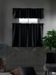 Solid Linen Look Curtains Drapes  Kitchen Valance Set of 3 Hanging Rod Pocket Décor Luxury kitchen Window Treatments (Anthracite-50"x14"Valance)